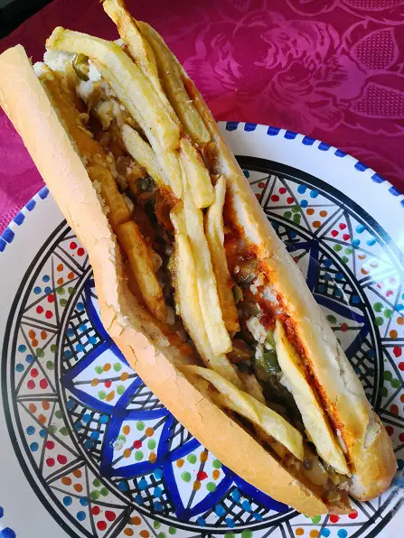 Kafteji sandwich baguette Tunisian street food