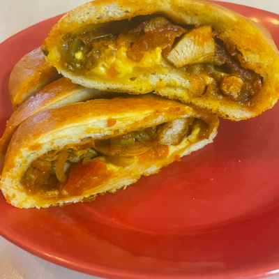 filled spicy chicken baguette